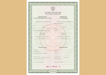 Бланк свидетельства на право собственности на судно (Приказ Министерства транспорта РФ от 09.12.2010 №277)