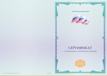 Бланк сертификата о прохождении электронного обучения (установленный образец, первого вида)